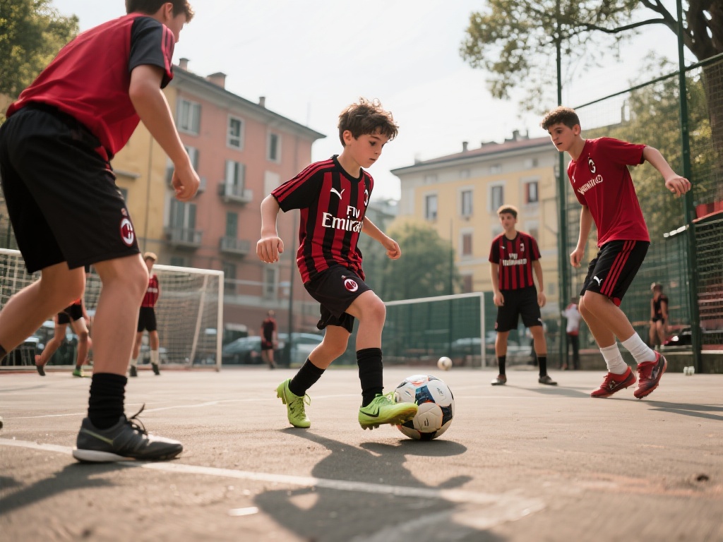 以米兰本地一位年轻球员马泰奥为例，他从小在社区球场